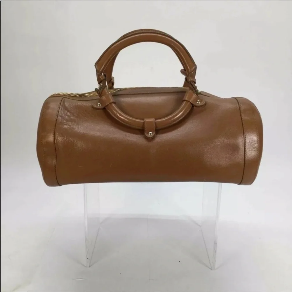 JIMMY CHOO Leather Tahula Hillary Tan Doctor Bag